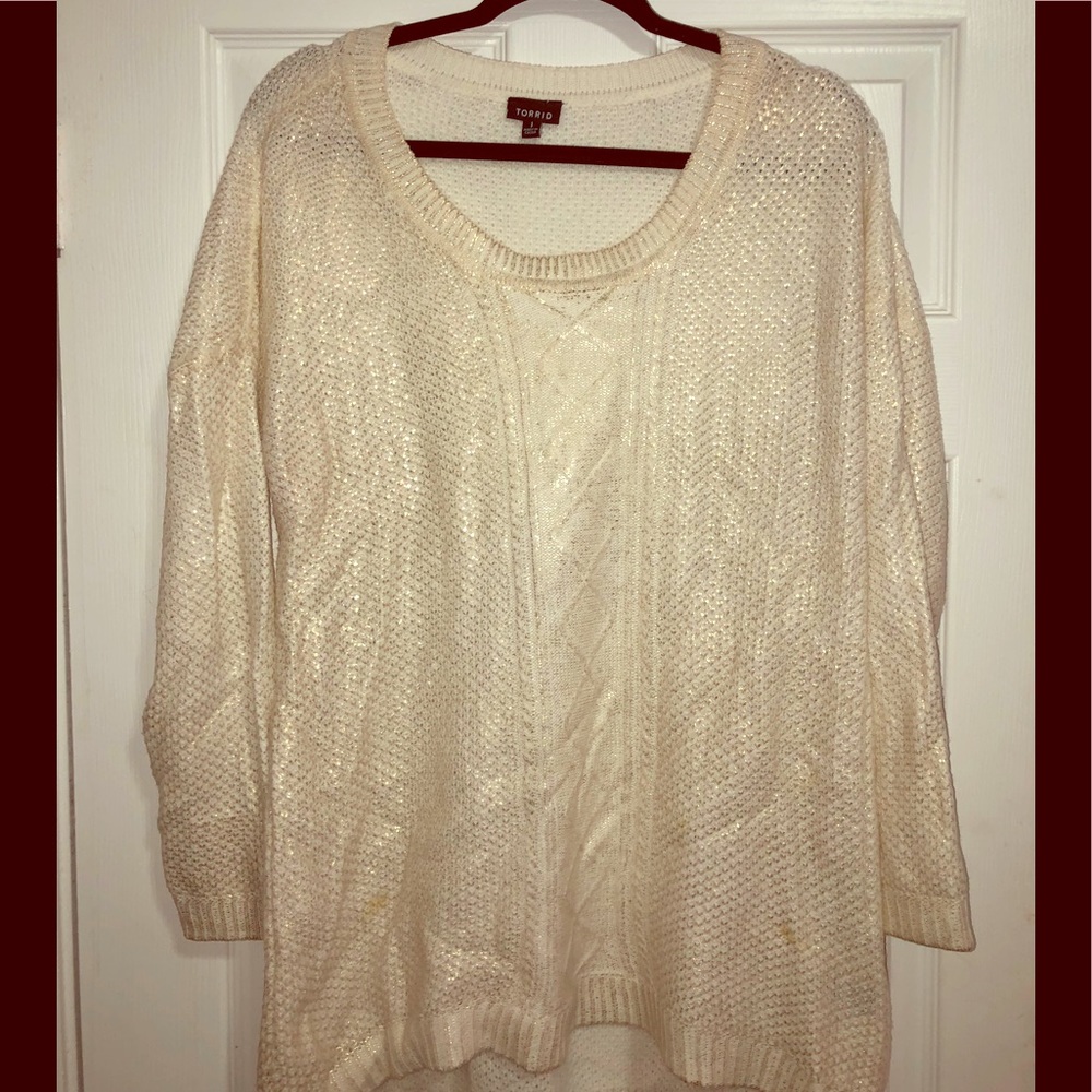 Torrid cream/gold sheen sweater